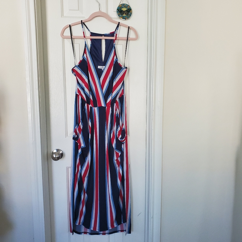 Euc Bcbgeneration Multicolor Draped Cocktail Dress - image 1